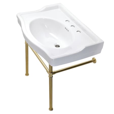 Kingston Brass VPB33087ST 30-Inch Console Sink with Stainless Steel Legs, Brushed Brass VPB33087ST
